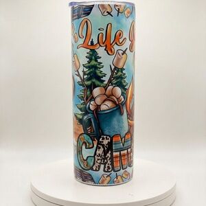 20oz Skinny Tumbler - "Life is Better at Camp" - Insulated Stainless Steel